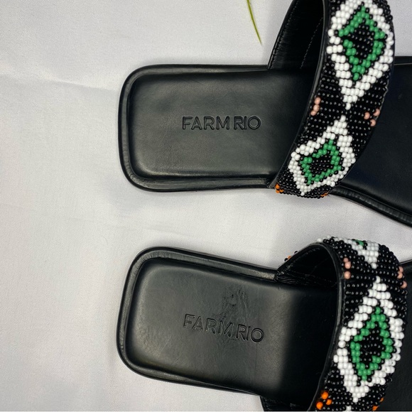 FARM RIO Black Beaded Square Toe Slide Sandals Size 6 - Picture 8 of 12